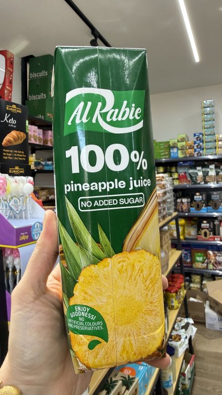 علبة الربيع عصير اناناس بدون سكر مضاف وزنها 1لتر