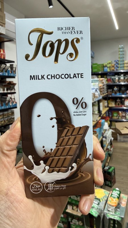 شوكولاتة Tops بالحليب الدايت خالي من السكر والجلوتين وزنها  60 غرام