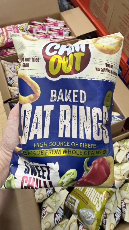 شيبس حلقات الشوفان المخبوزة بنكهة الفليفلة الحلوة سويت تشلي من "تشيل آوت" (Chill Out) وزنه 60 غرام