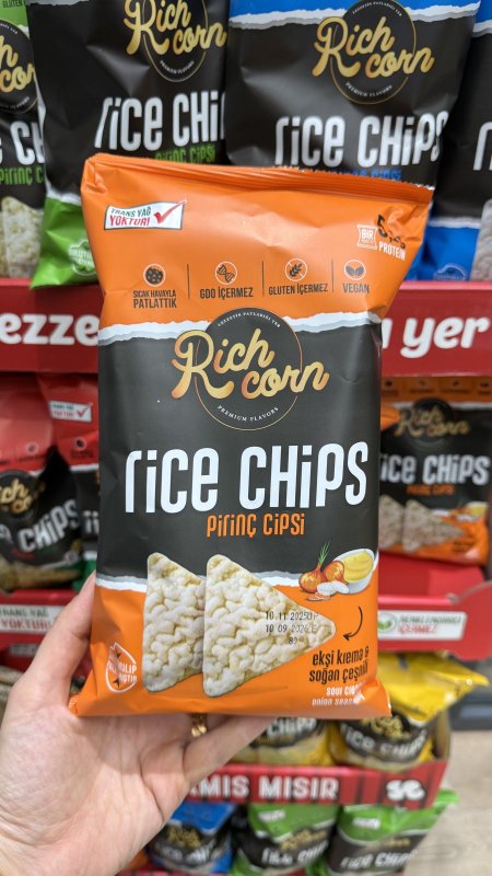 شيبس تورتيلا رايس كيك بنكهة الكريمة الحامضة والبصل وزنه 80 غرام