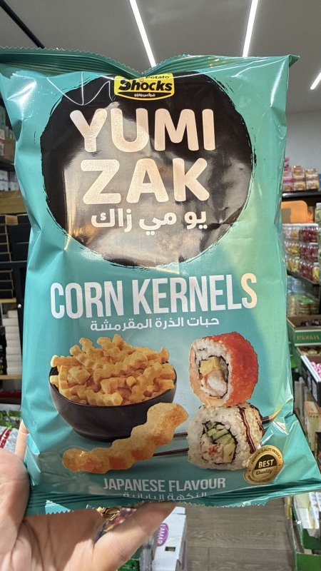 شيبس الذرة مقرمش بنكهة يابانية "يو مي زاك" (Yumi Zak) مخبوز بالفرن وزنه 70 غرام
