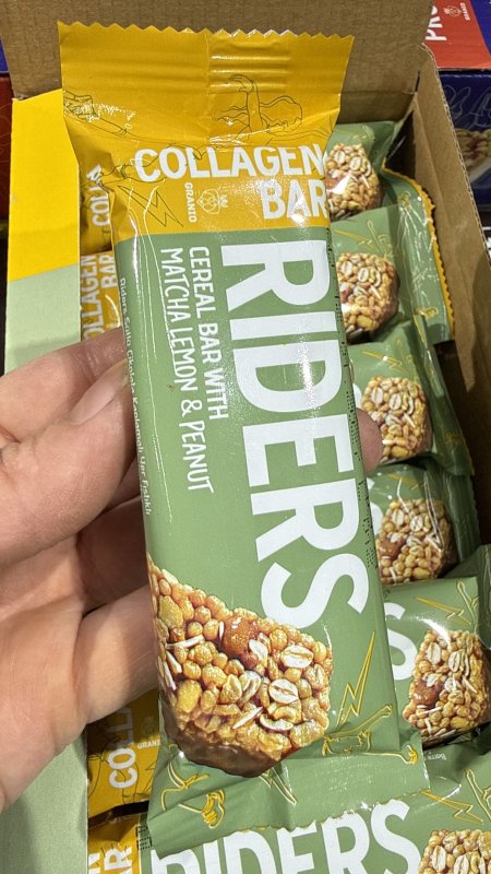 لوح حبوب كولاجين بار Riders بالماتشا والليمون والفول السوداني وزنه 40 غرام