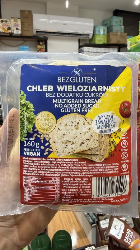 خبز توست مع خليط حبوب الكتان النباتي بدون سكر خالي من الجلوتين وزنها 160 غم