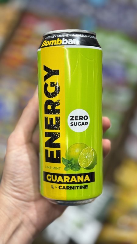 مشروب طاقة (GUARANA) الكارنتين بالليمون والنعنع بدون سكر غني بالمغنيسيوم والكافيين والتورين وزنه  500 مل