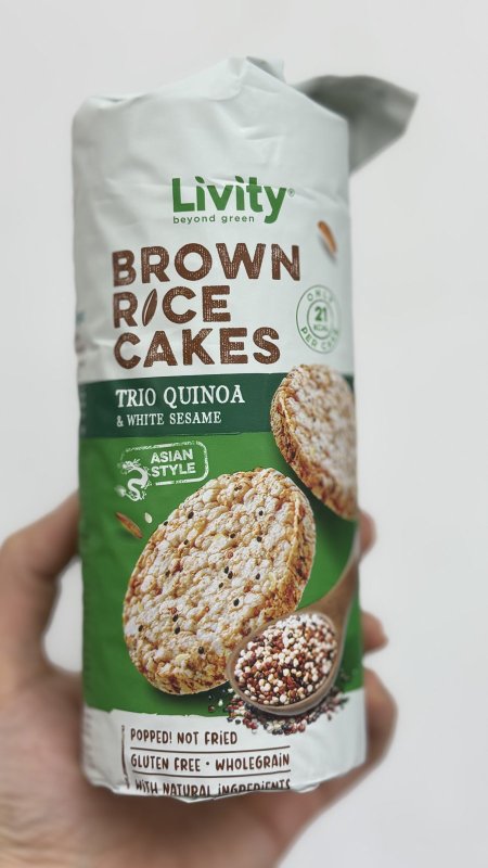 Livity رايس كيك أقراص الأرز البني بالكينوا والسمسم وزنه 100غ