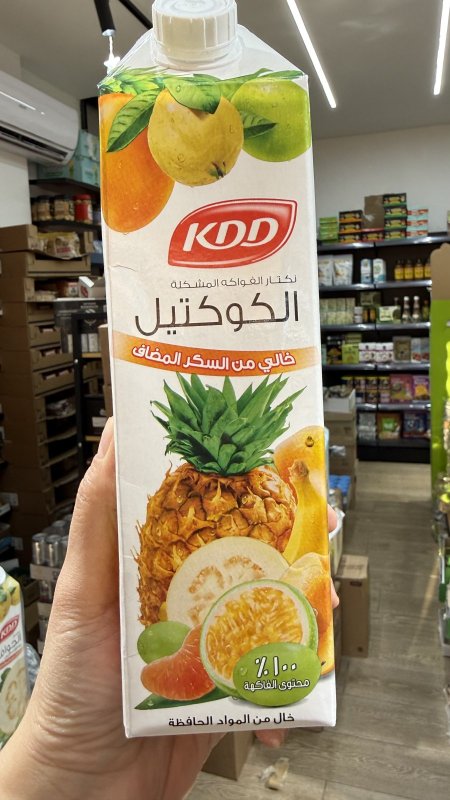 عصير كوكتيل فواكه مشكلة طبيعي 100% بدون سكر وزنه 1 لتر