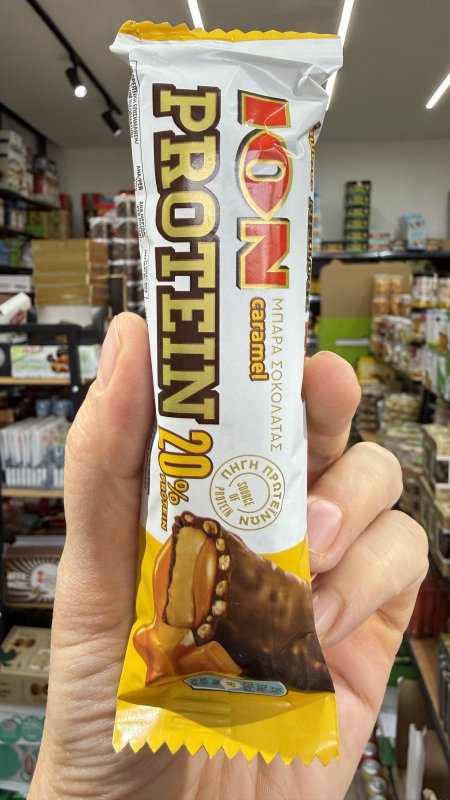 بروتين بار ايون شوكولاتة بحشوة الكراميل  دايت بدون سكر وزنه 50غرام