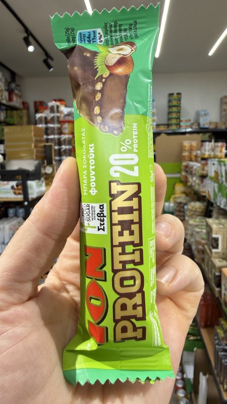 بروتين بار ايون شوكولاتة بحشوة البندق دايت بدون سكر وزنه 50غرام