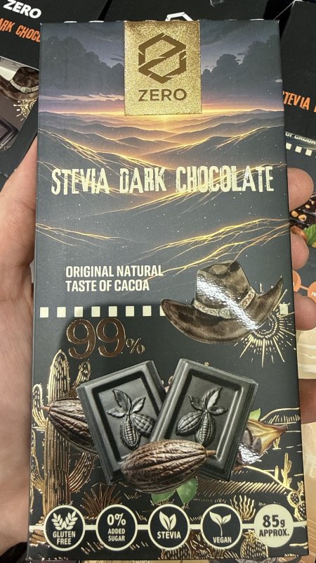 لوح شوكولاتة زيرو zero دارك 99% خالية من السكر والجلوتين وزنها 85 غرام