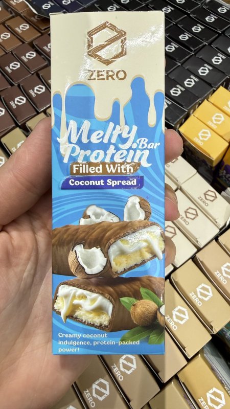 بروتين بار zero زيرو ميلتي شوكولاته مع جوز الهند عالي البروتين وخالي من السكر وزنه 50غرام