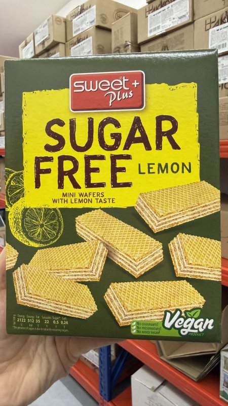 ويفر قطع صغيرة محشي بطعم الليمون خالي من السكر وزن العلبة 180 غرام