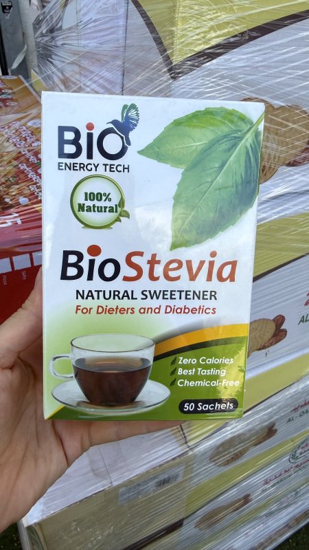 سكر Stevia استيفيا العضوي Bio Stevia أكياس العلبة فيها 50 كيس