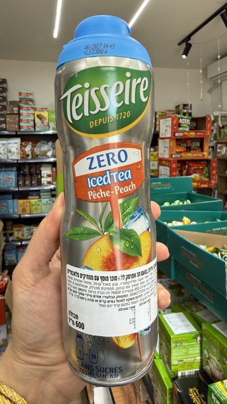 Teisseire شراب مركز بطعم ايس تي خوخ 🍑 خالي من السكر والسعرات الحرارية وزنه 600مل