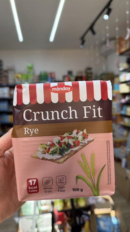 "Monday Crunch Fit" خبز مقرمش صحي مصنوع من الجاودار وزنها 100غرام