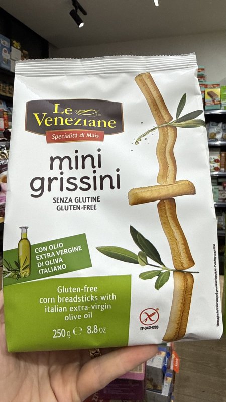 أصابع خبز صغيرة (Mini Grissini) من Le Veneziane خالية من الجلوتين وزنها 250 غرام