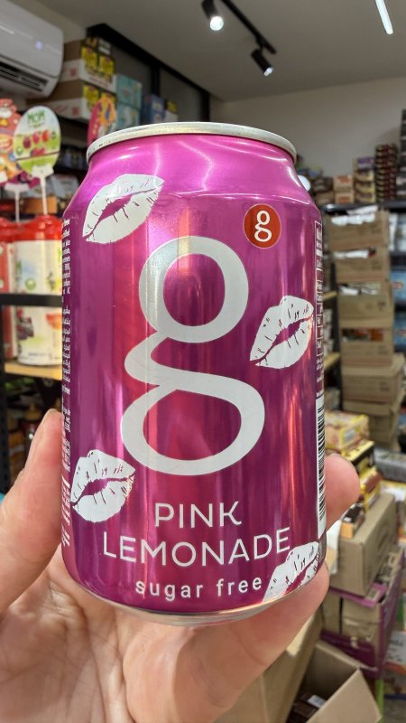 مشروب غازي g بطعم ليمون الوردي pink دايت بدون سكر سعته 300مل