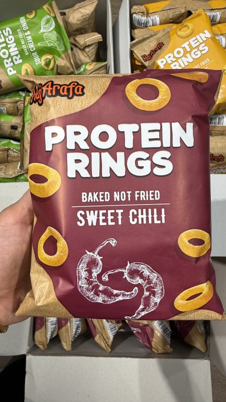 شيبس حلقات بروتين (Protein Rings) بنكهة سويت شيلي مخبوز بالفرن وزنه 60 غرام