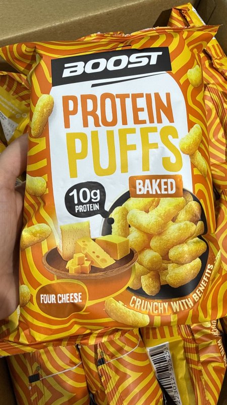 شيبس بمبا بروتين Boost Protein Puffs بنكهة الجبنة مخبوز بالفرن وزنه 60 غرام