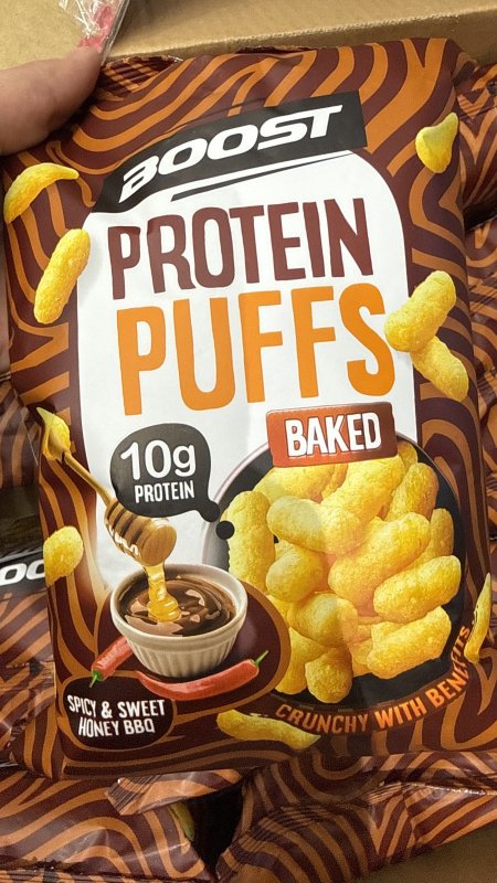 شيبس بمبا بروتين Boost Protein Puffs بنكهة العسل والحار  مخبوز بالفرن وزنه 60 غرام