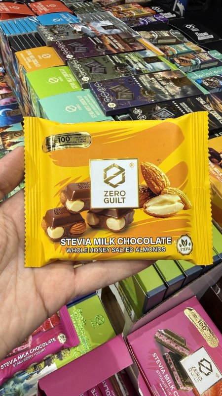 شوكولاته حليب باللوز المملح والعسل زيرو zero جليلت خالي من السكر والجلوتين وزنه 85 غرام