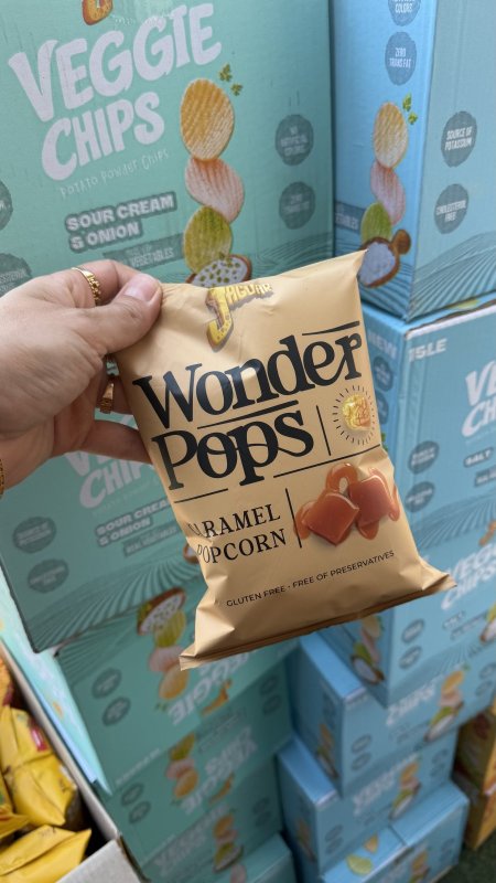 فشار بالكراميل "Wonder Pops" خالي من الجلوتين وزنه 70 غرام