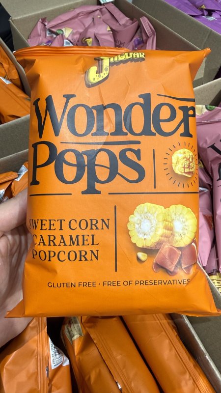 فشار ذرة وكراميل  "Wonder Pops" خالي من الجلوتين وزنه 70 غرام