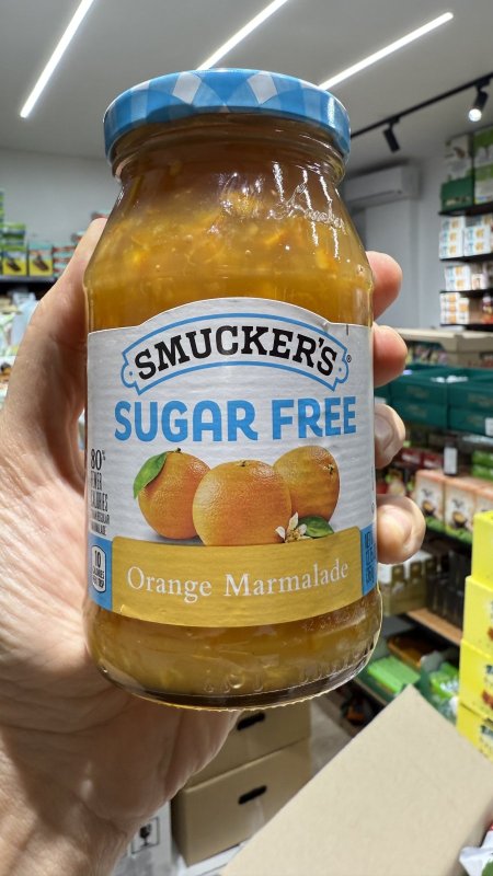 مربى برتقال 🍊 طبيعي خالي من السكر وقليل جداً السعرات الحرارية وزنها 361غرام