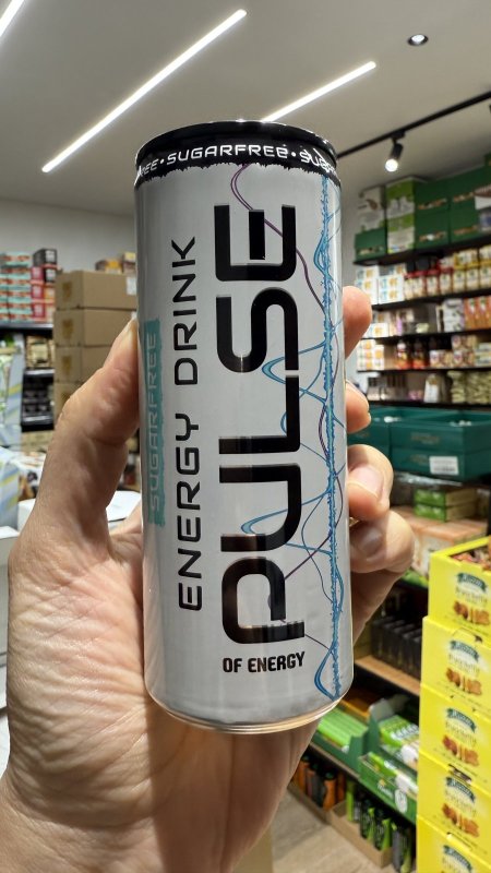 مشروب طاقة  pulse بدون سكر وبدون سعرات حراريه مُدعم بالفيتامينات وزنه 250مل