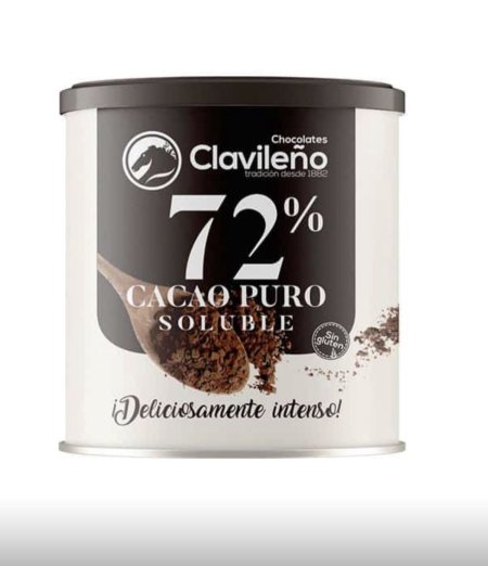 بودرة الكاكاو نقي طبيعي داكنة دارك 72% اسباني Clavileño خالي من الجلوتين منزوع الدسم  وزنه 250 غرام