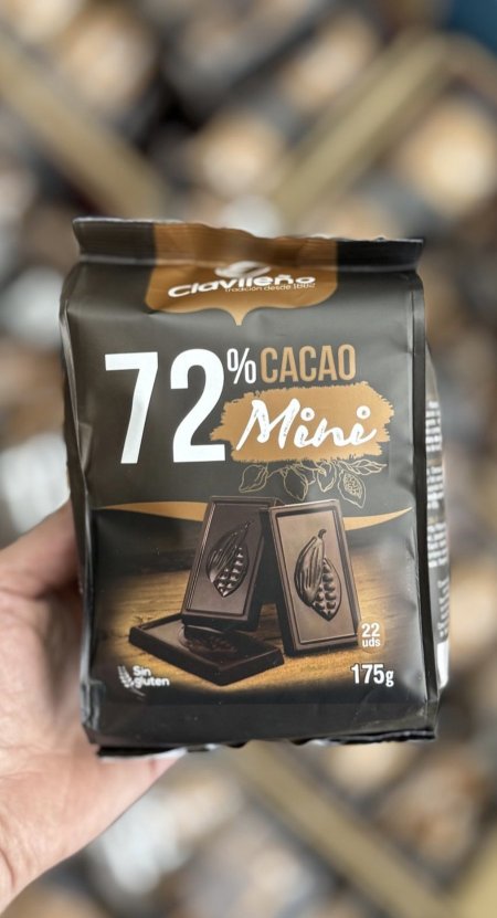 كيس شوكولاته ميني دارك اسباني 72٪كاكاو وخالي من السكر والجلوتين وزنه 175 غرام 🍫