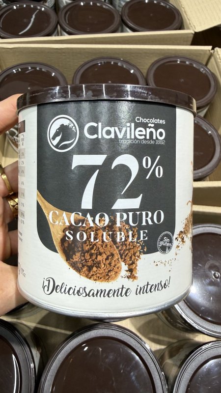بودرة الكاكاو نقي طبيعي داكنة دارك 72% اسباني Clavileño خالي من الجلوتين منزوع الدسم  وزنه 250 غرام