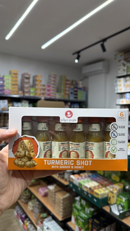 بوكس مشروب الزنجبيل والكركم والعسل شوت زنجبيل وكركم "The Ginger People Turmeric Shot with Ginger and Honey" فيه 6 علب وزن العلبة  30 غرام